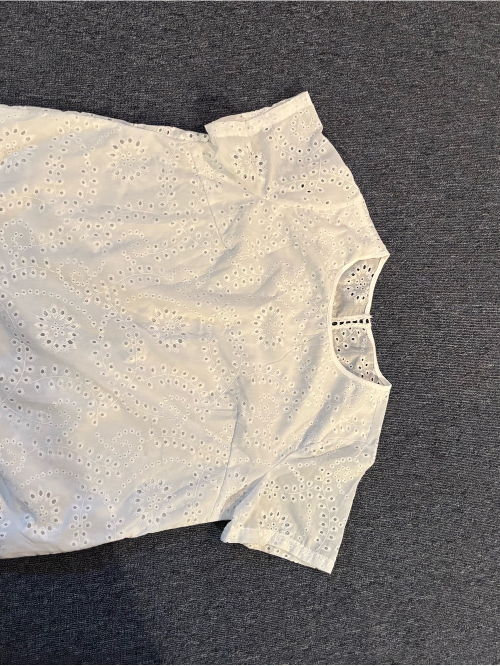 SHEIN White Eyelet Short-Sleeve Blouse